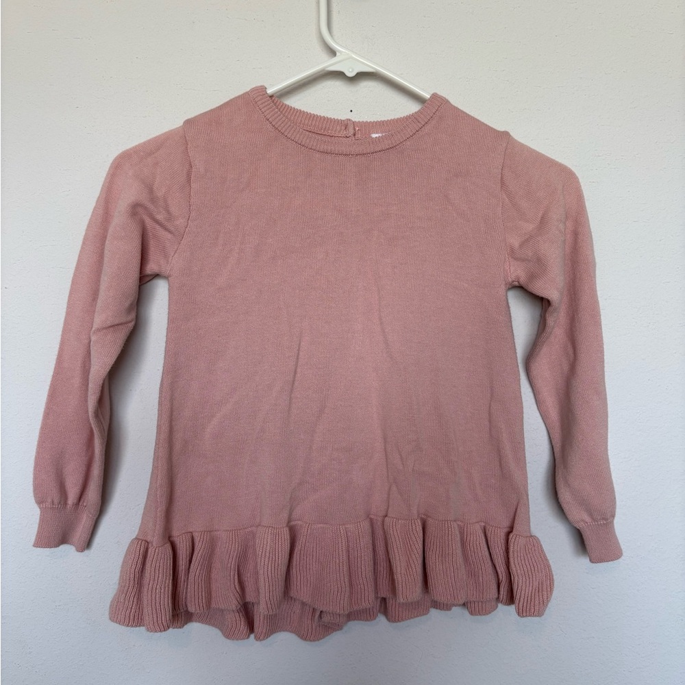 Ruffle Butts Long Sleeve Ruffle Hem Top - Rose